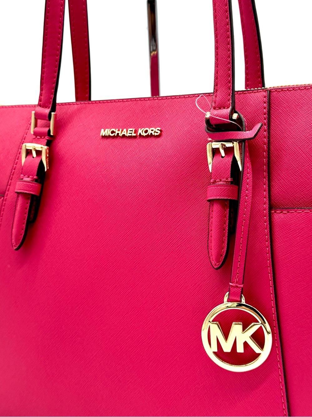 Michael Kors Large Charlotte Tote Bag Electric Pink - Picture 2 of 8